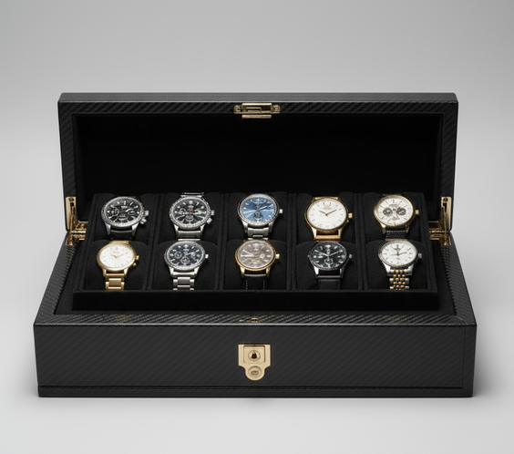 Marble Karbon Fiber Saat Kutusu Runic Creative Products