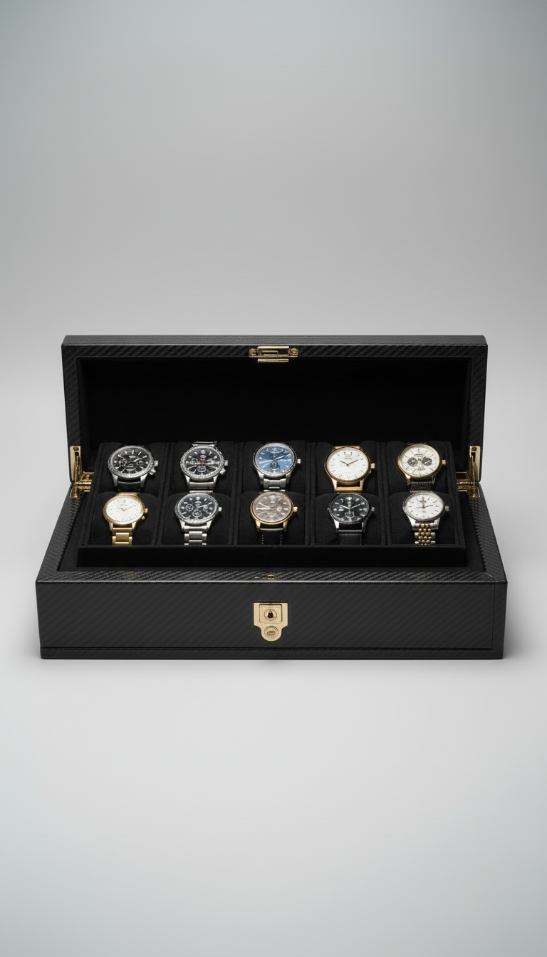 Marble Karbon Fiber Saat Kutusu Runic Creative Products