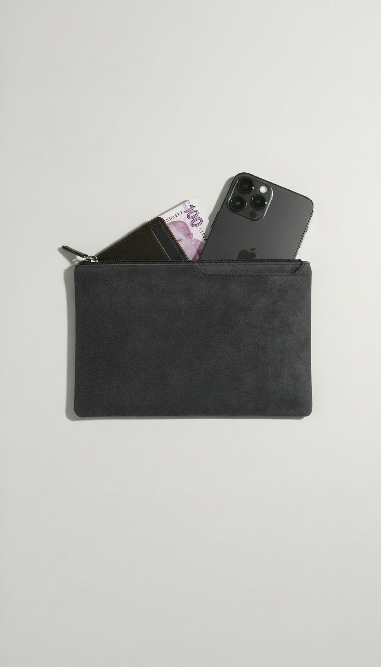 Khangri Erkek Alkantara El Çantası Runic Creative Products