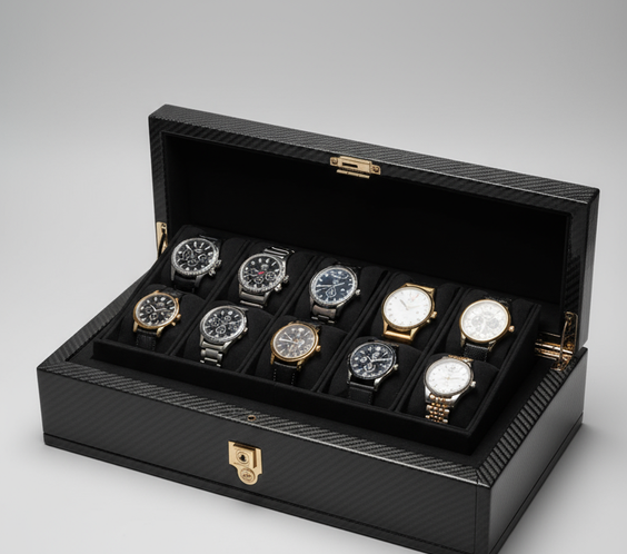 Marble Karbon Fiber Saat Kutusu Runic Creative Products