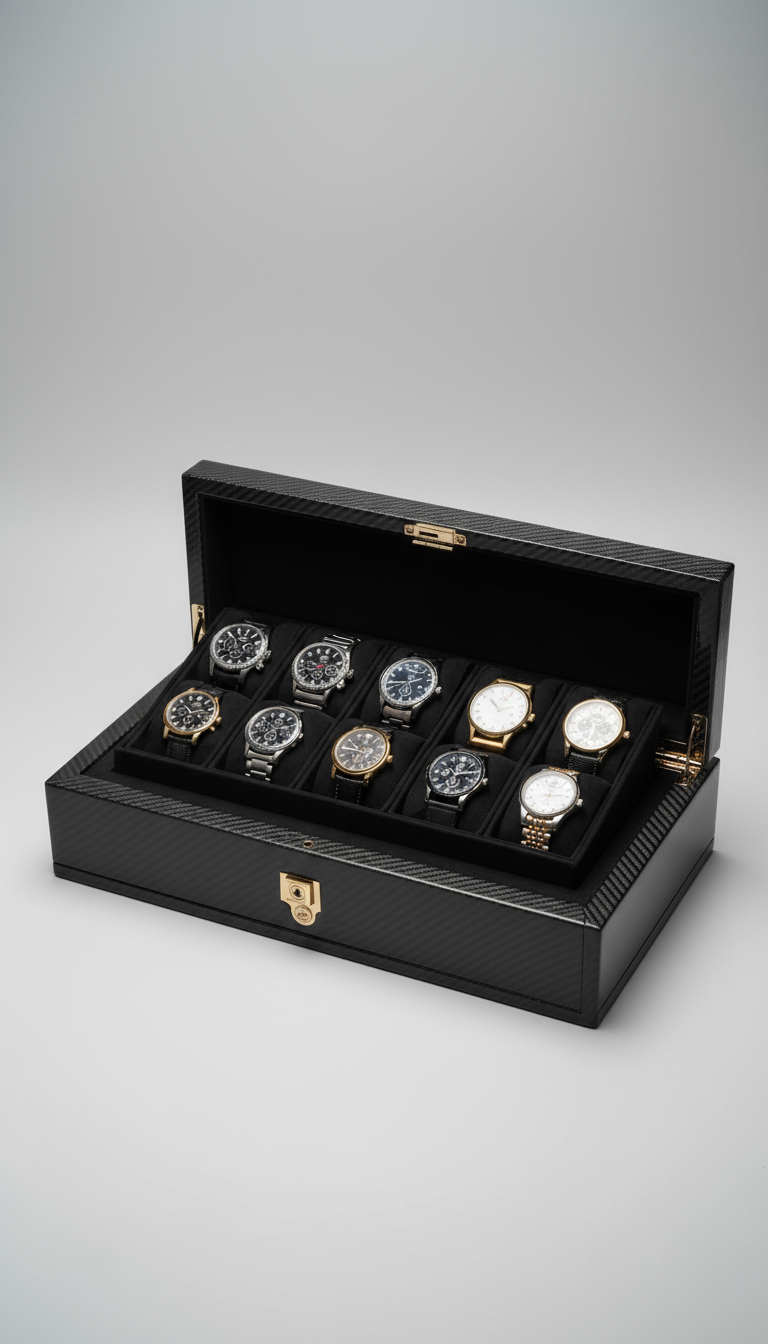 Marble Karbon Fiber Saat Kutusu Runic Creative Products